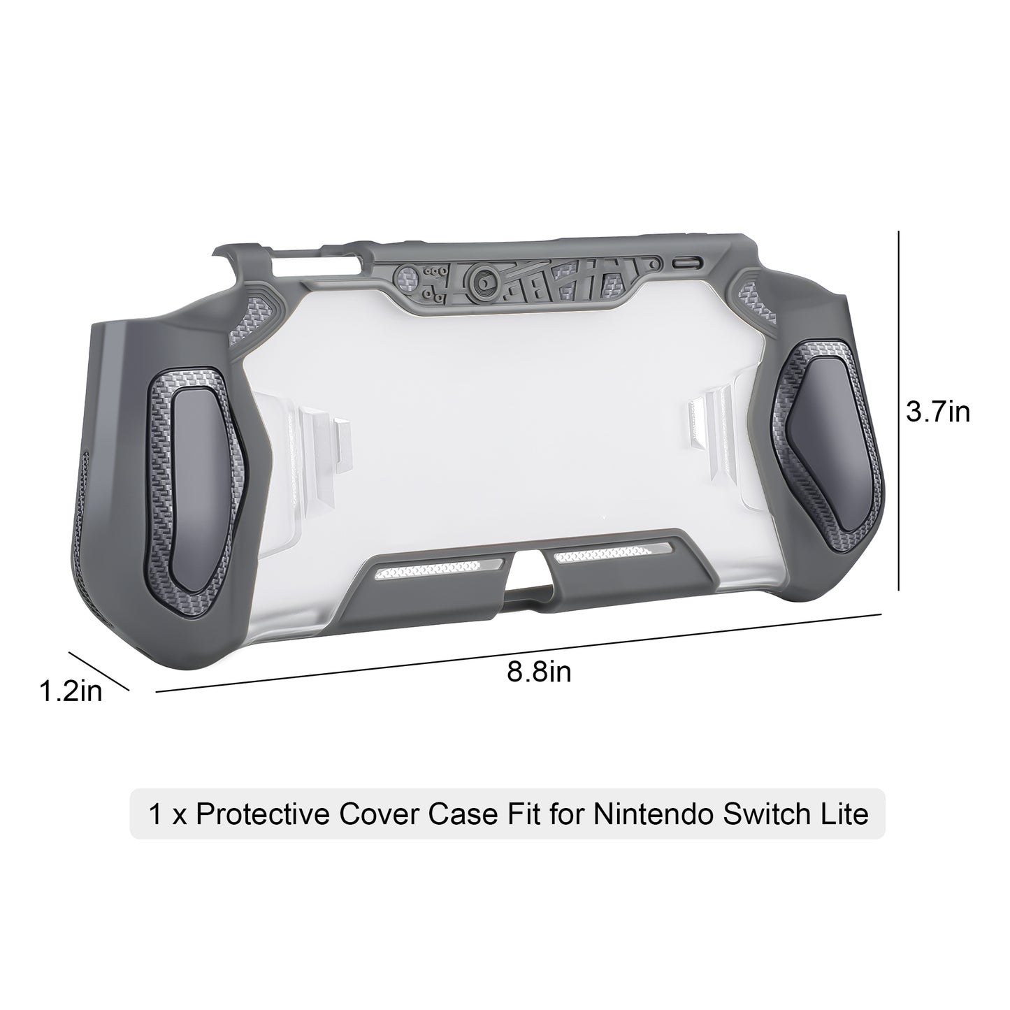 TPU Protective Cover Case Fit for Nintendo Switch Lite - Shockproof Grip Handle Hard Shell with Ergonomic Grip, Shockproof Anti-Scratch (Gray)
