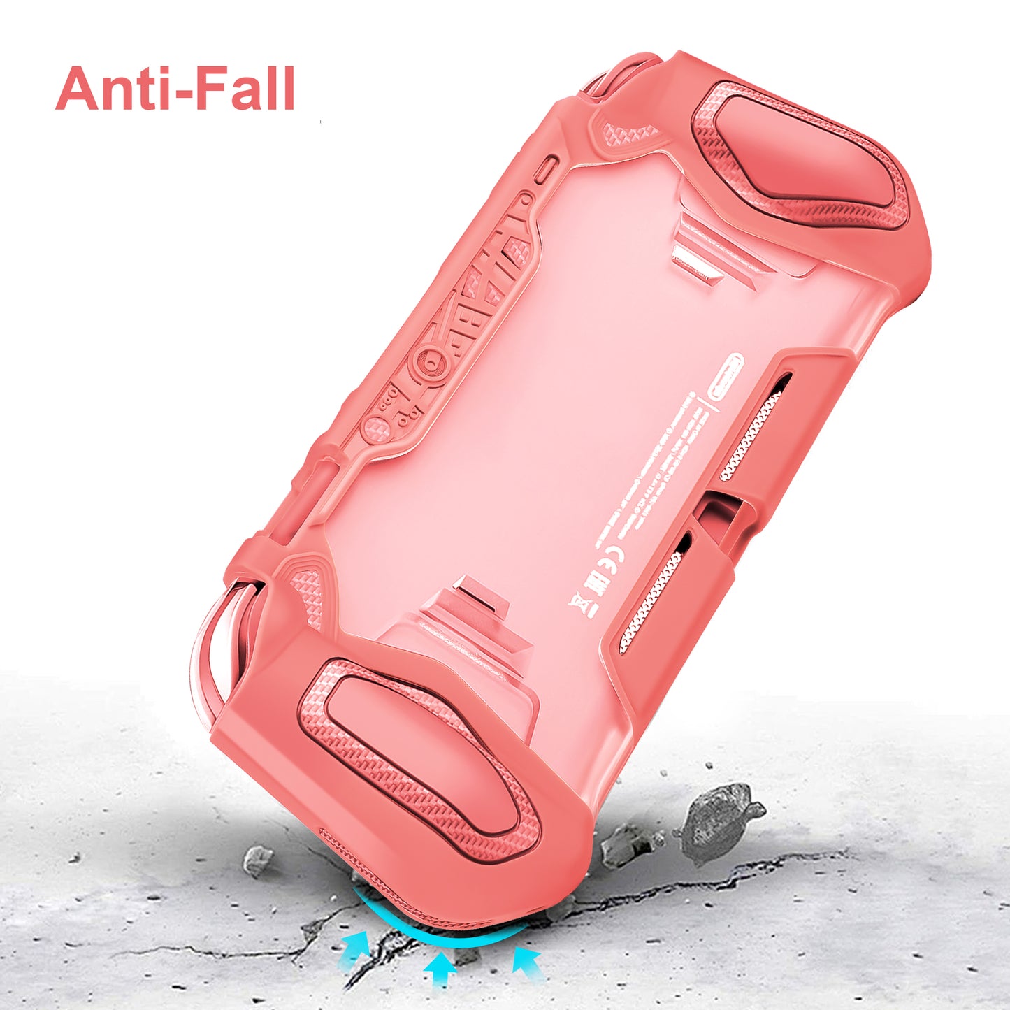 TPU Protective Cover Case Fit for Nintendo Switch Lite - Shockproof Grip Handle Hard Shell with Ergonomic Grip, Shockproof Anti-Scratch (Coral)