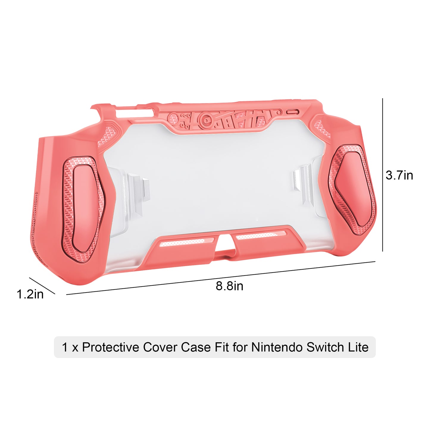 TPU Protective Cover Case Fit for Nintendo Switch Lite - Shockproof Grip Handle Hard Shell with Ergonomic Grip, Shockproof Anti-Scratch (Coral)