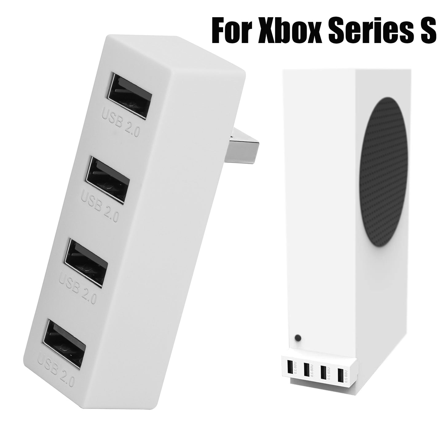 4 Ports USB Hub 2.0 for Xbox Series S - Lightweight & Compact Design - Seamless Connectivity for Controllers, Keyboards, and More,Stable Data Transmission, Plug and Play Convenience（white）