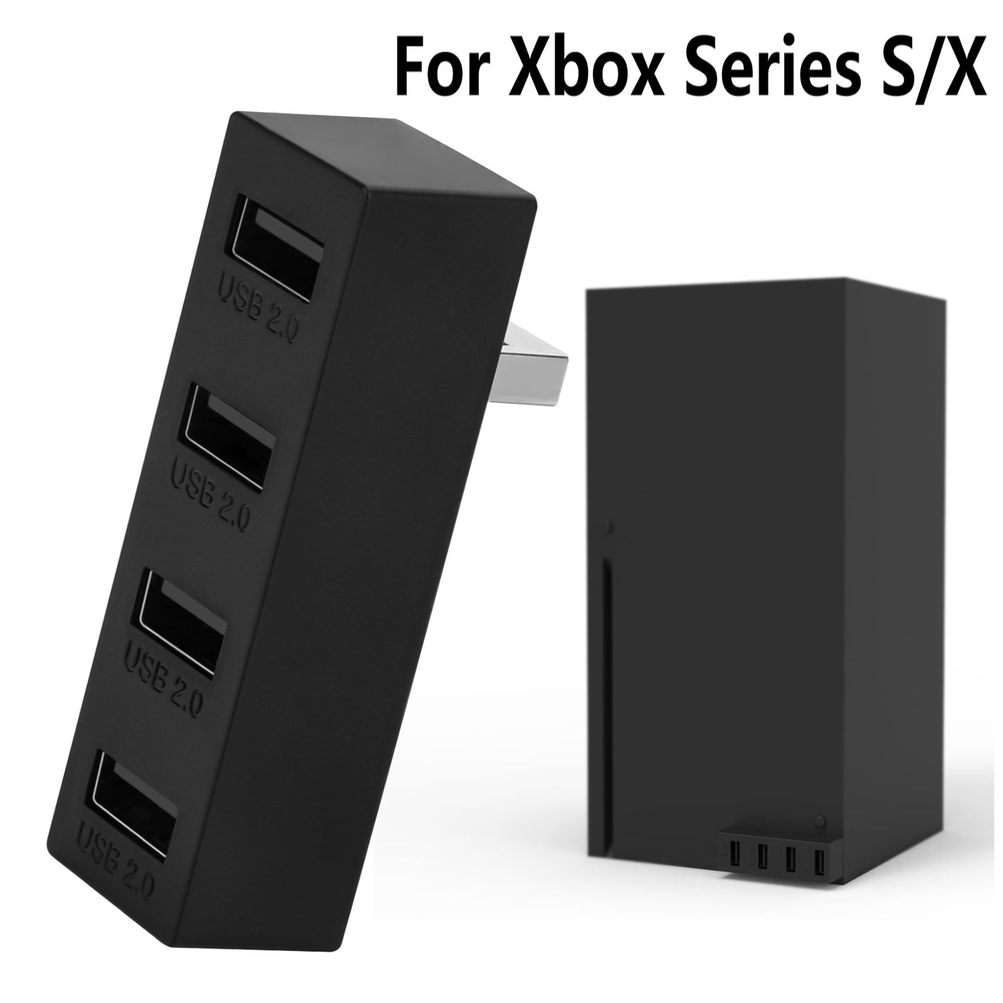 4 Ports USB Hub 2.0 for Xbox Series X/S - Lightweight & Compact Design - Seamless Connectivity for Controllers, Keyboards, and More,Stable Data Transmission, Plug and Play Convenience（black）