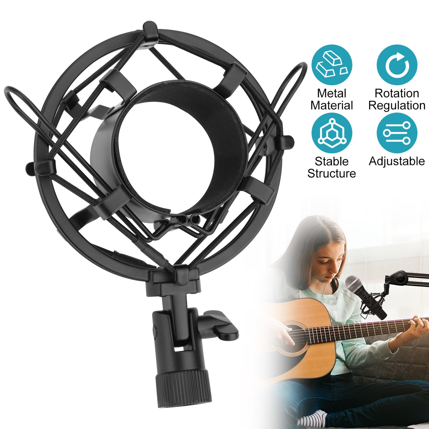 Universal Microphone Shock Mount - for Mics (48-53mm), Ensuring Stability and Enhanced Audio Quality,Compatible with AT2020, Rode NT1A, Heil PR40, Neumann TLM102, and More
