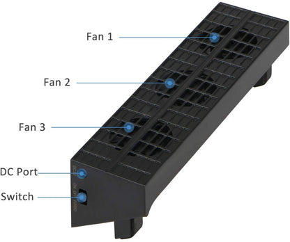 Professional 3 Fans USB External Turbo Temperature Control Cooler Cooling Fan for Playstation 4 Slim Console, Black