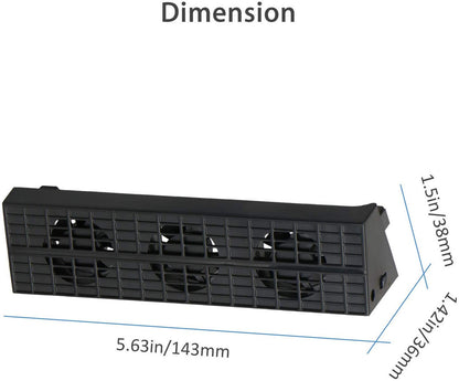 Professional 3 Fans USB External Turbo Temperature Control Cooler Cooling Fan for Playstation 4 Slim Console, Black
