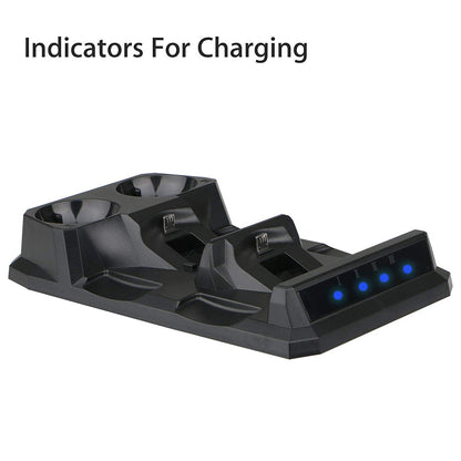 4 in 1 Dual Controller Charger Dock Station Desk Charging Stand with LED Indicator For Playstation PS4 PSVR VR Move