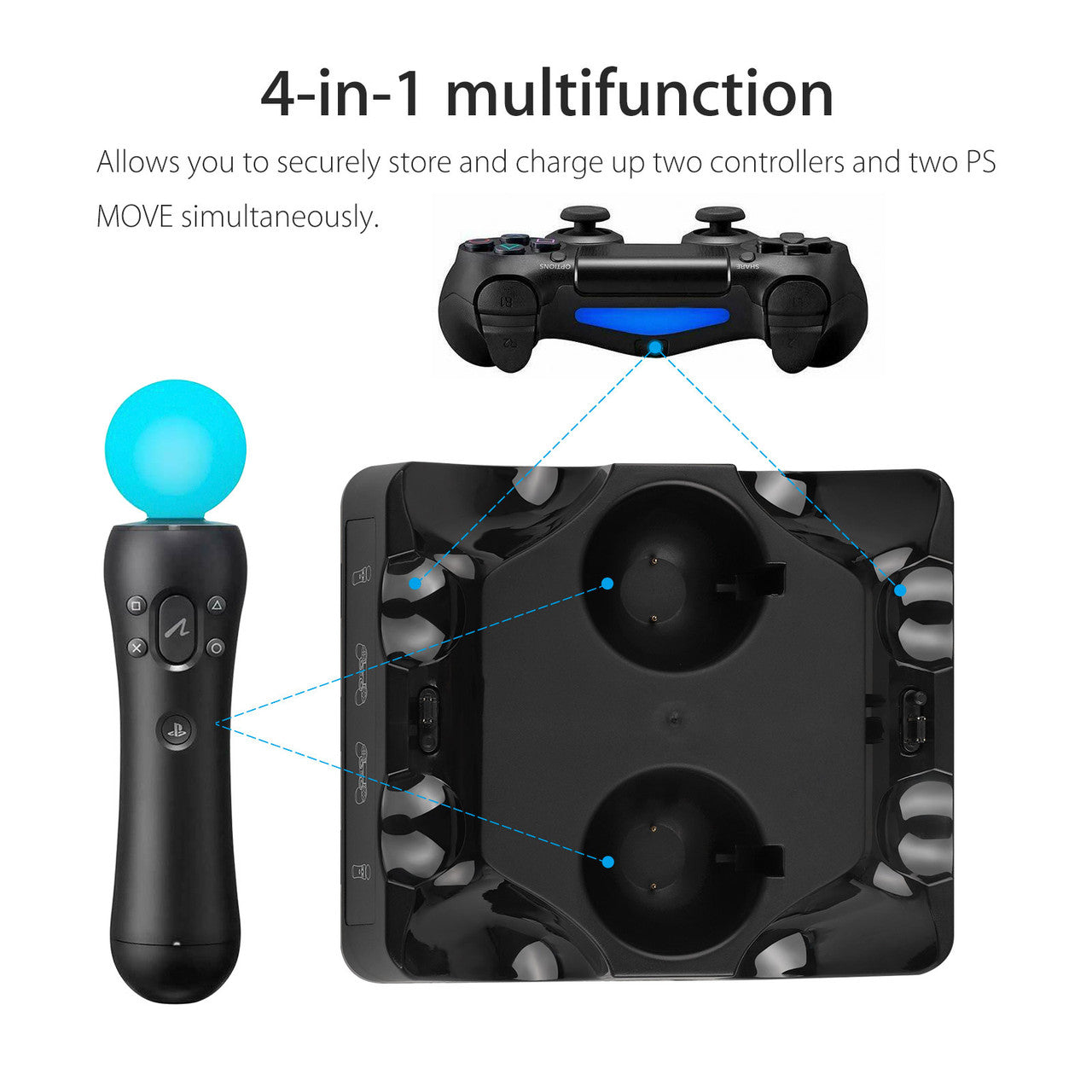 4 in 1 Charging Dock Charger Stand Fast Charging for PS4 Controller Play Station PS4 Slim Pro PS VR