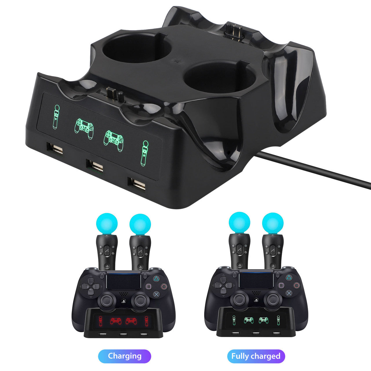 4 in 1 Charging Dock Charger Stand Fast Charging for PS4 Controller Play Station PS4 Slim Pro PS VR