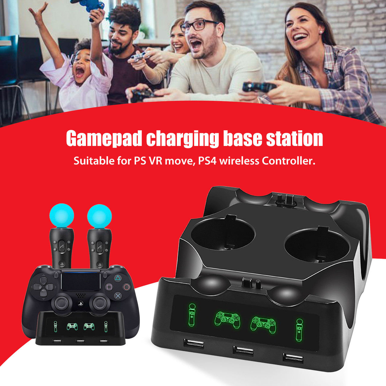 4 in 1 Charging Dock Charger Stand Fast Charging for PS4 Controller Play Station PS4 Slim Pro PS VR