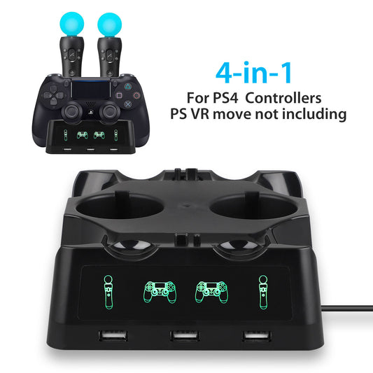 4 in 1 Charging Dock Charger Stand Fast Charging for PS4 Controller Play Station PS4 Slim Pro PS VR