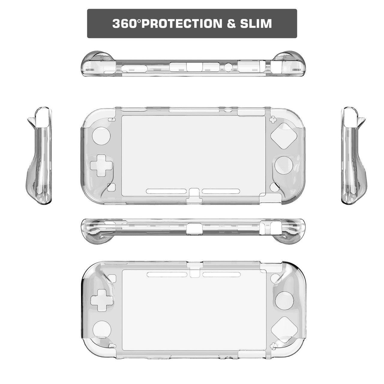 Compatible for Nintendo Switch Lite Case & Screen Protector & Joystick Caps, Soft PC Protective Cover Case for Nintendo Switch Lite 2019 with Shockproof and Anti-Scratch (Clear)
