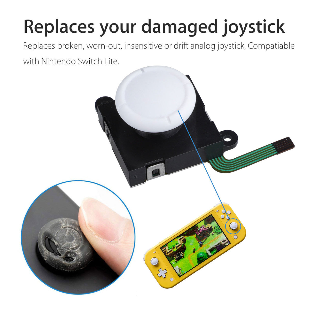 3D Analog Joystick Replacement Switch for Nintendo Switch Lite, Joysticks Compatible with Nintendo Switch/Switch Lite 2019/Left Right Switch Joy con Controller NS Repair Tool Set, 19 in 1