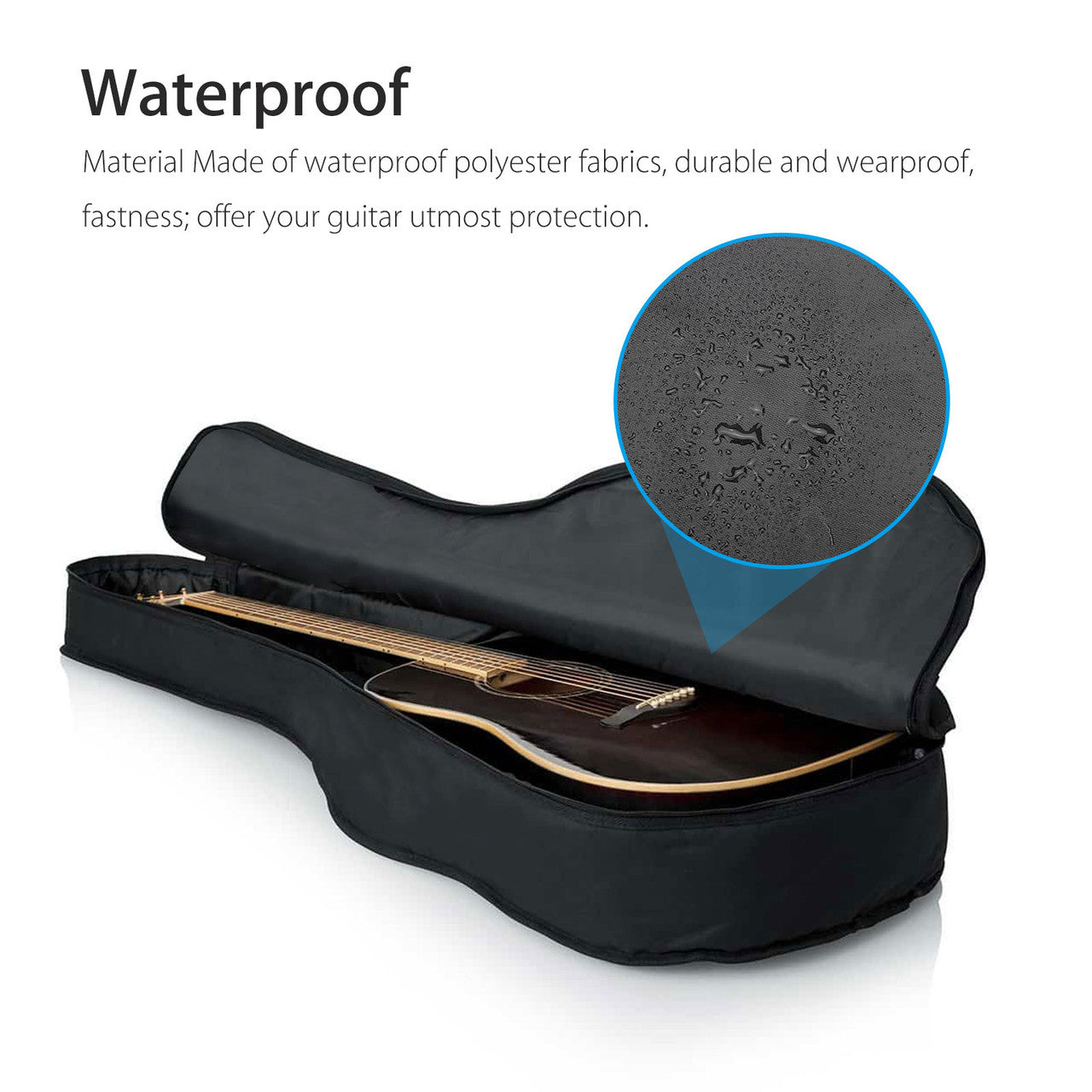 Waterproof Guitar Bag Backpack with a Reinforced Carry Handle, heavy duty polyester luggage thread