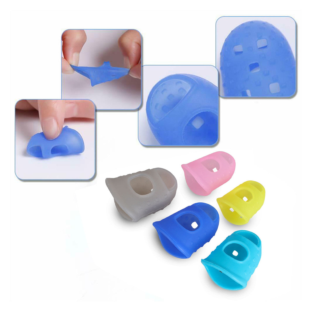 Guitar Silicone Finger Protection Finger Protector Covers Caps + Guitar Picks in 5 Sizes for Beginner Playing, 40PCS