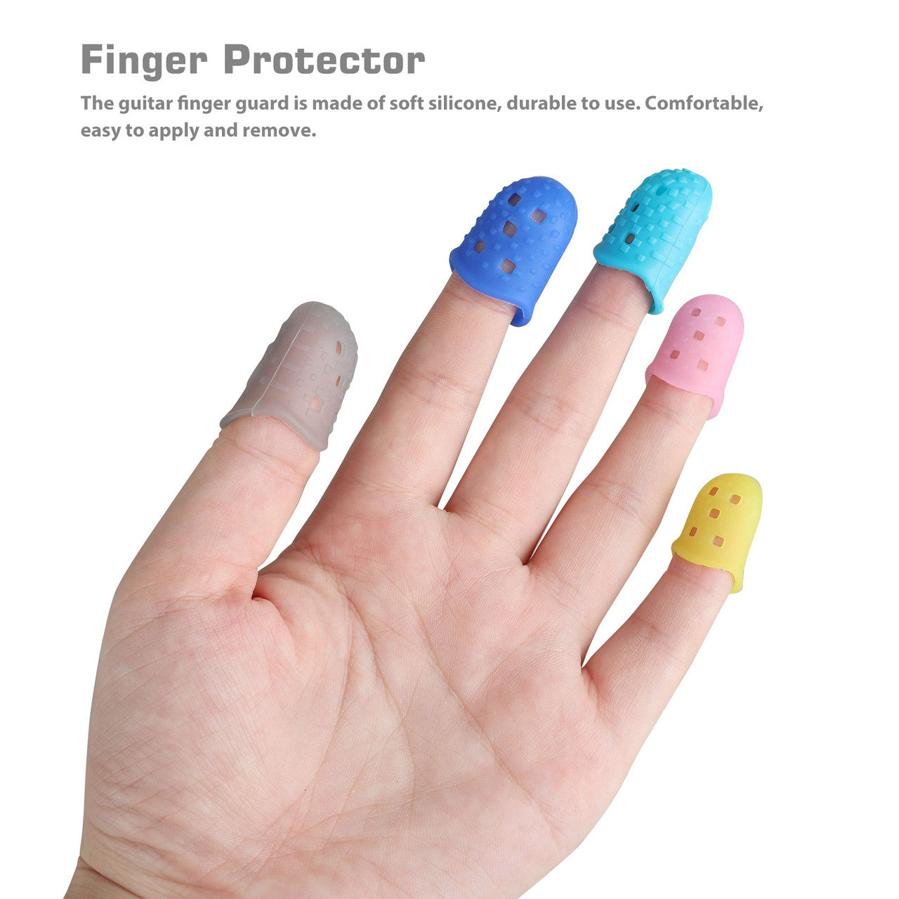 Guitar Silicone Finger Protection Finger Protector Covers Caps + Guitar Picks in 5 Sizes for Beginner Playing, 40PCS