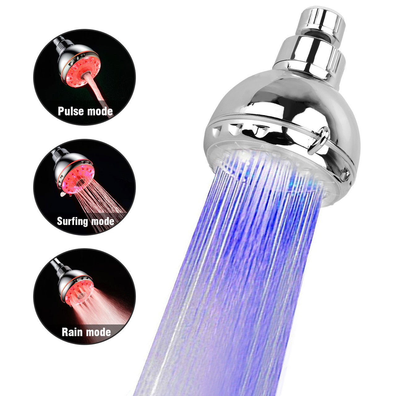 High Pressure LED Handheld Shower Head- Water Temperature Controlled Automatically Color Changing, 3 Spray Modes 360 Degree Rotatable-7 Colors LED Light Shower Head Replacement