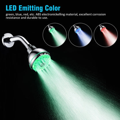 High Pressure LED Handheld Shower Head- Water Temperature Controlled Automatically Color Changing, 3 Spray Modes 360 Degree Rotatable-7 Colors LED Light Shower Head Replacement