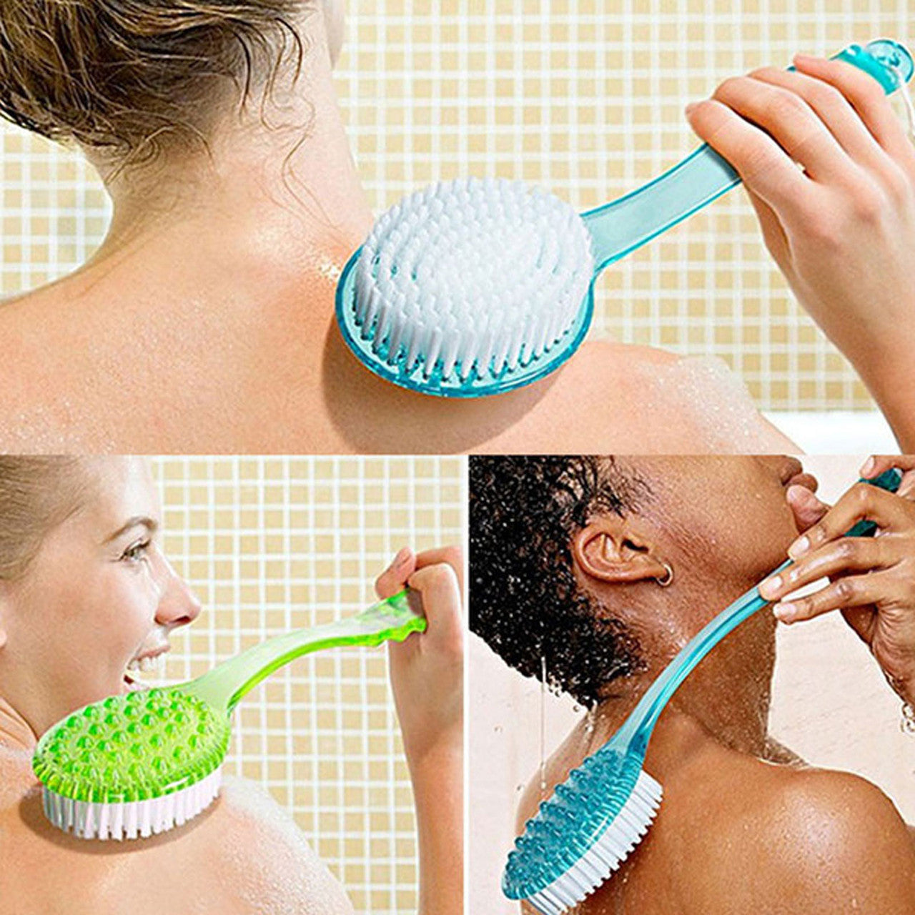 Long Handle Shower Back Scrubber for Skin Exfoliating Bath, Blood Circulation & Skin Health, Shower Back Washer Body Massager, Blue