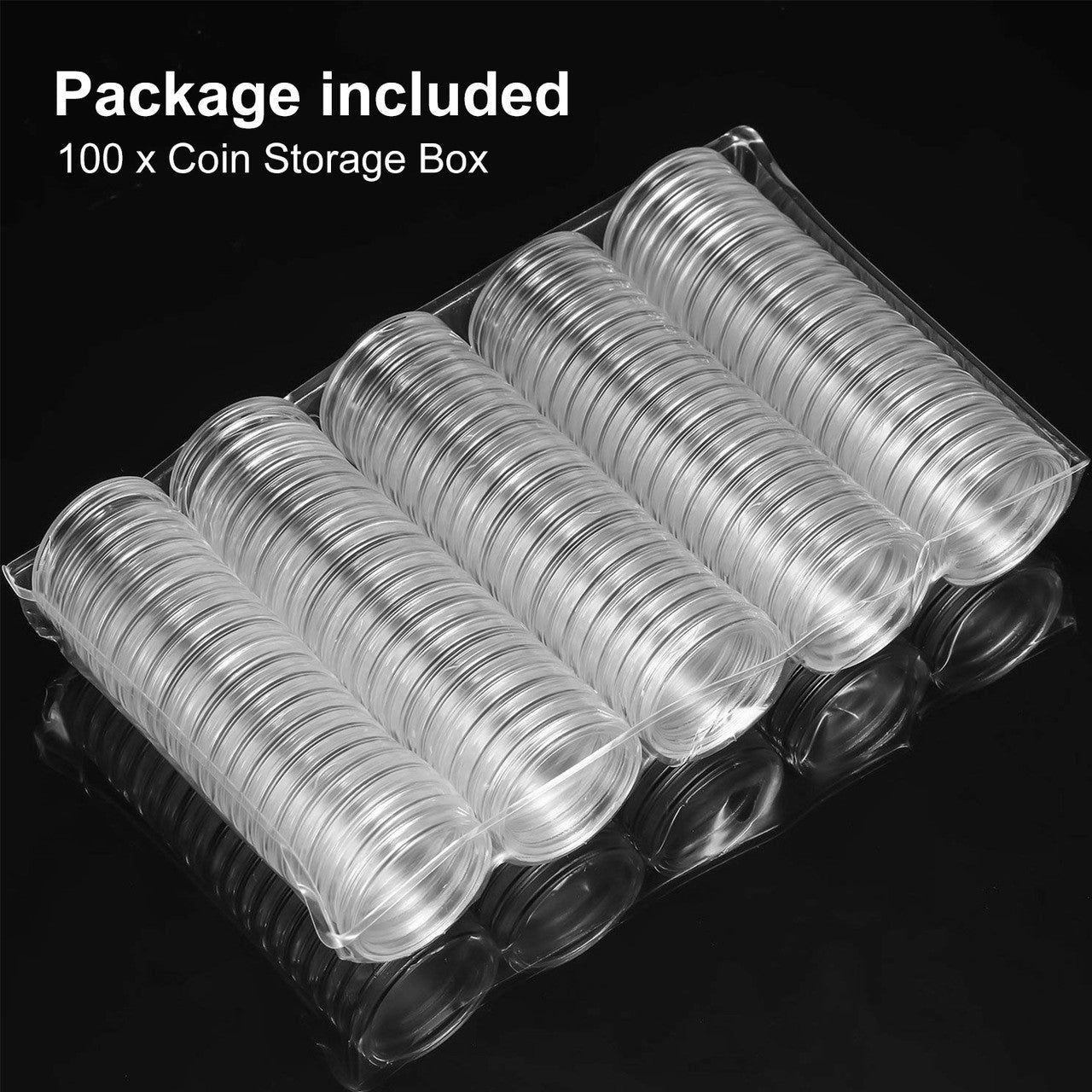 24mm Coin Capsules Protect Holder Case, Clear Plastic Coin Storage Organizer Box for Coin Collection Supplies Accessories, 100Pcs