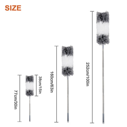 Microfiber Duster with Extension Pole, Extra Long 100 inches, with Bendable Head, Extendable Duster for Cleaning High Ceiling Fan, Interior Roof, Cobweb, Gap Dust- Wet or Dry Use