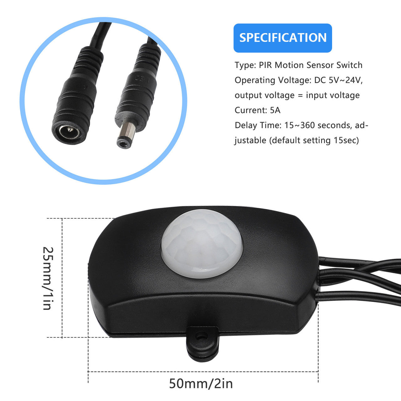 Dc 12v to 24v Mini Pir Motion Sensor Switch,Occupancy Sensor Switch (With Light Sensor),Pir Motion Sensor Long Distance Time Adjustable Small motion senser switch