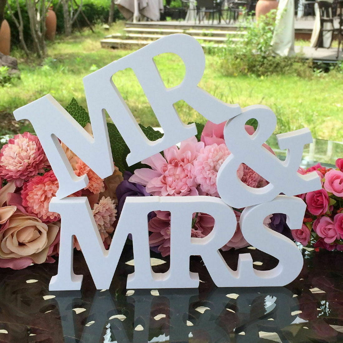 Stable White Wooden MR & MRS Wedding Sign for Beach Wedding Elegant Sweetheart and Reception Top Table Sign