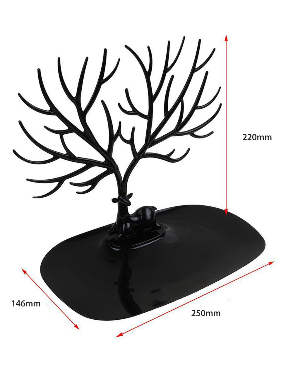Jewelry Deer Tree Stand Display Organizer Necklace Ring Earring Holder Show Rack - Necklace Earring Bracelet Holder Necklace Jewelry Organizer Tree Hooks Rack Stand Ring Dish Tray-Black