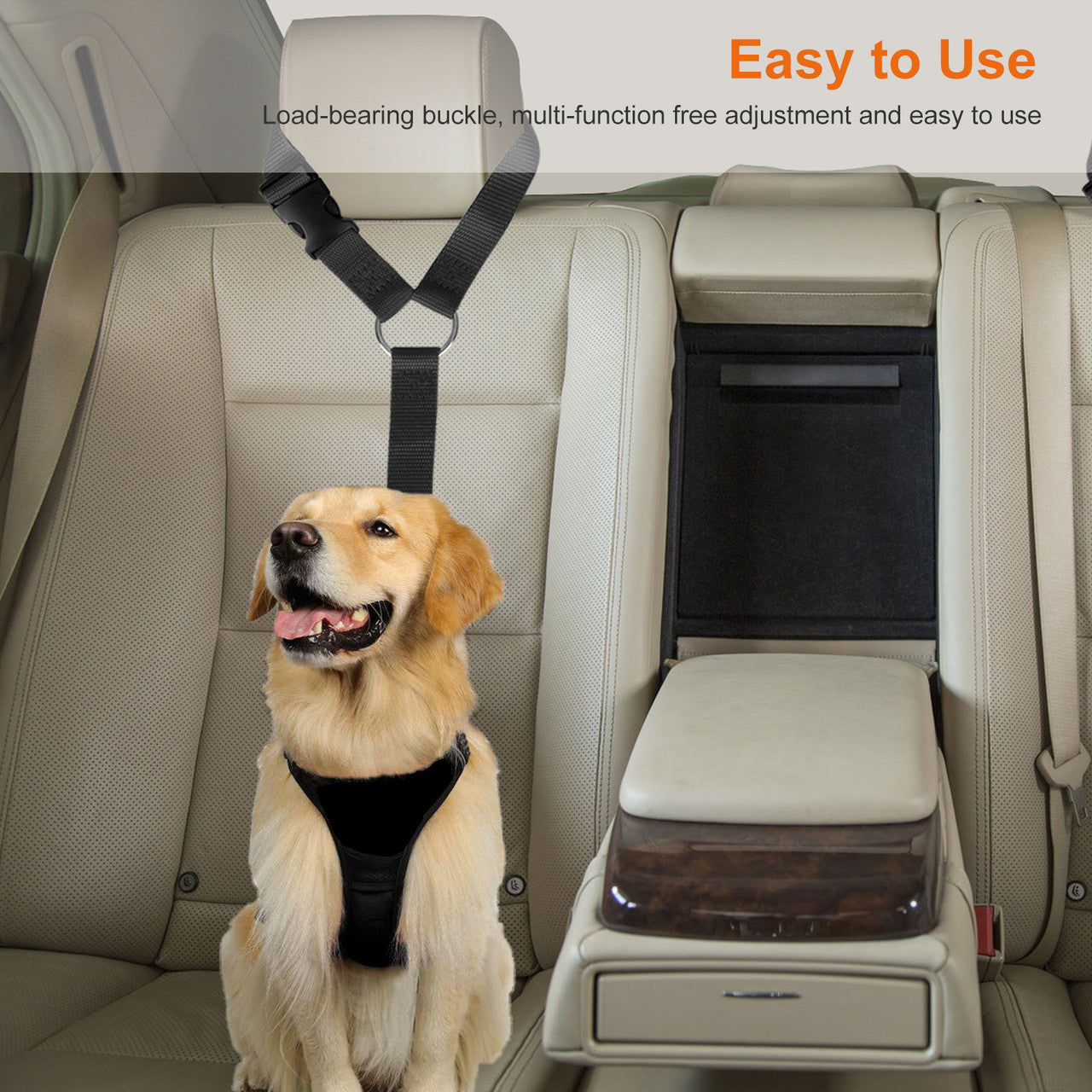 Dog Seat Belt Pet Dog Cat Car Seatbelt Safety Tether - Adjustable Harness Belts Pet Leash - Heavy Duty Nylon Seatbelts - Universal Fit Cars Truck SUV, Black, 2 Pack