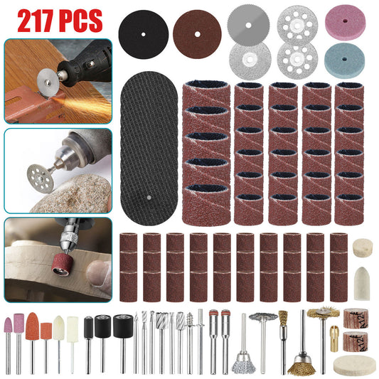 217Pcs Dremel Rotary Tool Accessories Kit DIY Grinding Polishing Cutting Sanding