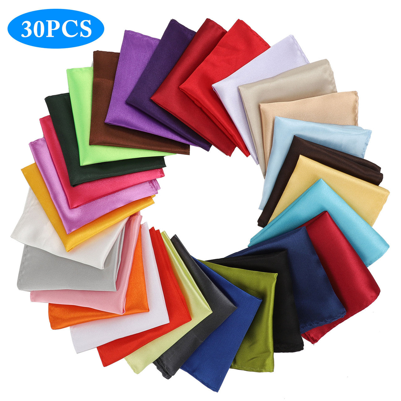 Mens Pocket Squares Handkerchief For Wedding Party, Soft Assorted Solid Color Hankies, 30Pcs