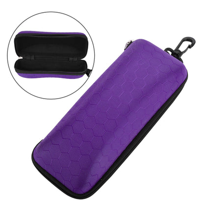 Zipper Eyeglasses Case, Glasses Sunglasses Case Box Protector, Portable Travel Zipper Eyeglasses Case Hook for Men & Women or Children, Purple