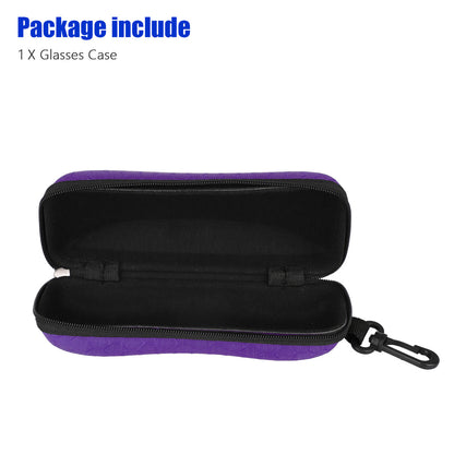 Zipper Eyeglasses Case, Glasses Sunglasses Case Box Protector, Portable Travel Zipper Eyeglasses Case Hook for Men & Women or Children, Purple