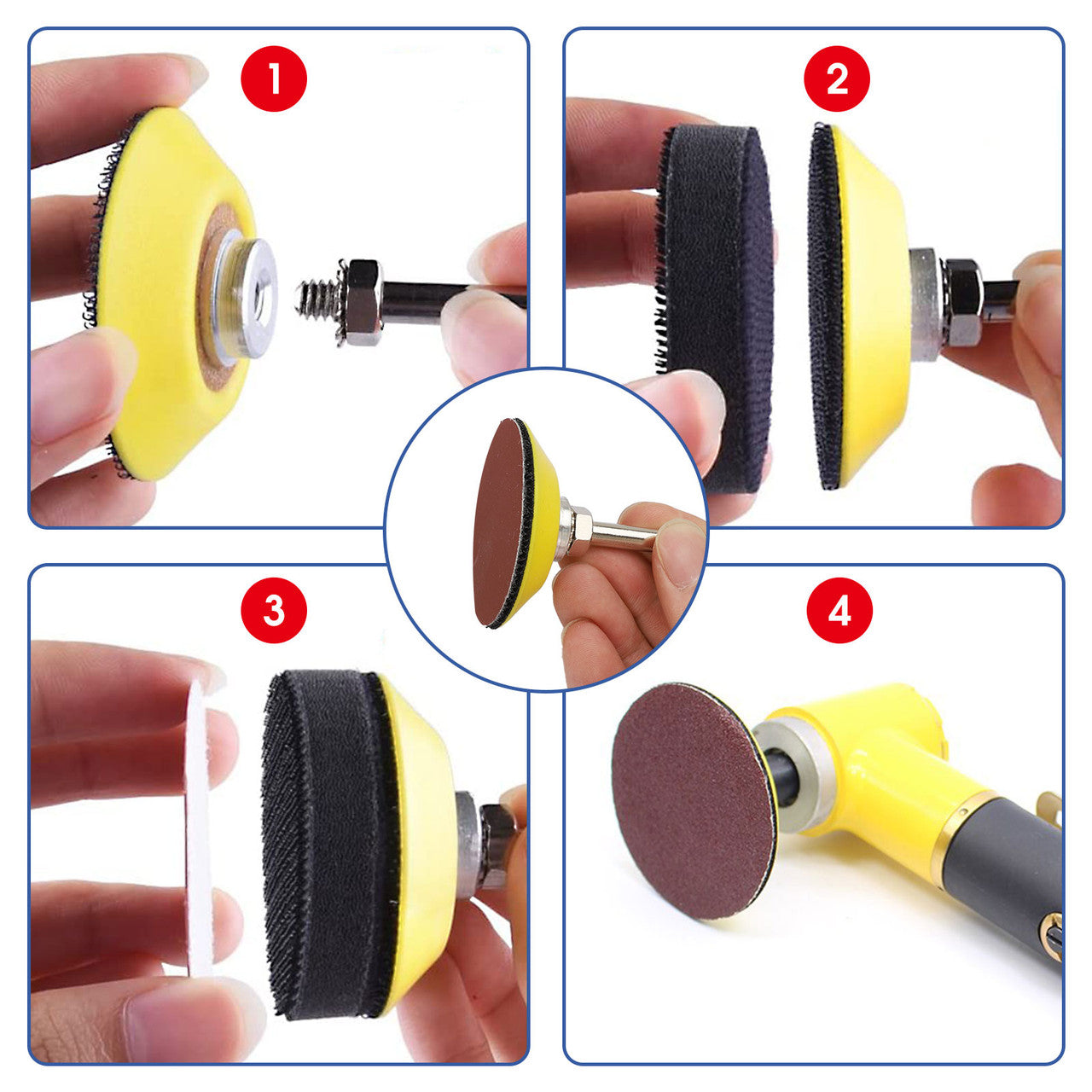2 Inches Sanding Discs Pad Kit for Drill Sander, Drill Sanding Attachment Sandpapers with 1pc 1/4鈥欌€?Shank Backing Pad and 1pc Soft Foam Buffering Pad, 100pcs