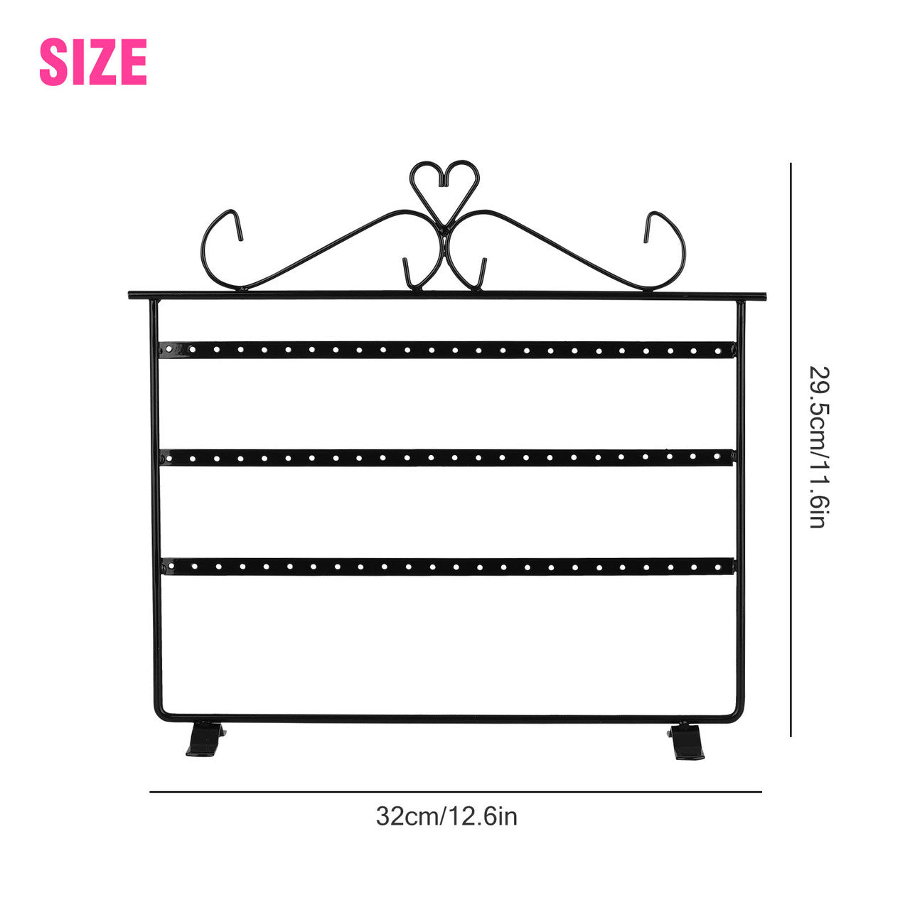 72 Holes Jewelry Organizer Earring Holder Display Stand, Black