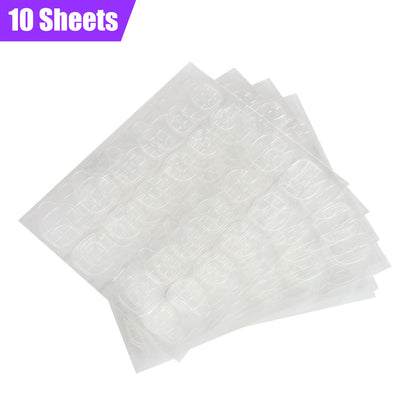 Double-side Nail Glue Sticker Waterproof Breathable Jelly Double Sided Nails Adhesive Tabs for False Nail Tips Nail Glue Transparent Flexible Fake Nail Glue, 10 sheets