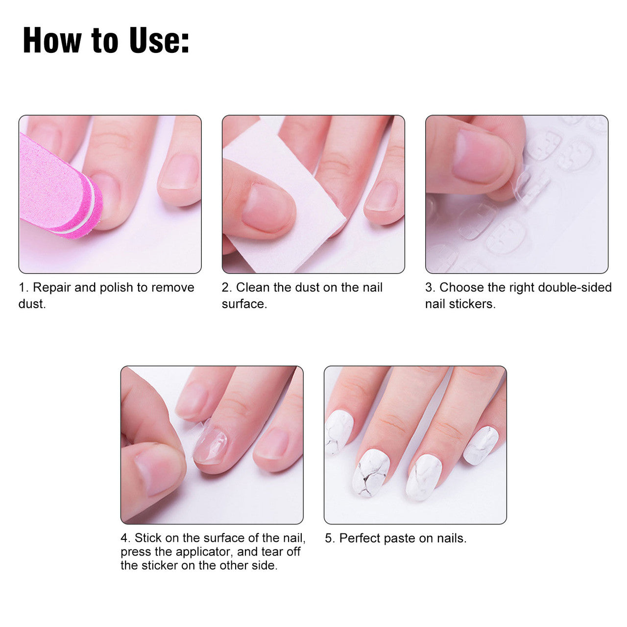 Double-side Nail Glue Sticker Waterproof Breathable Jelly Double Sided Nails Adhesive Tabs for False Nail Tips Nail Glue Transparent Flexible Fake Nail Glue, 10 sheets