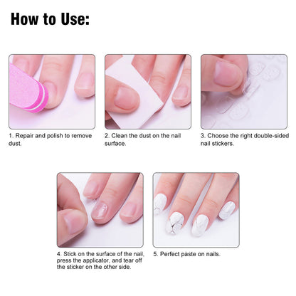 Double-side Nail Glue Sticker Waterproof Breathable Jelly Double Sided Nails Adhesive Tabs for False Nail Tips Nail Glue Transparent Flexible Fake Nail Glue, 10 sheets