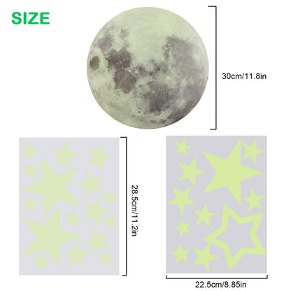 Adhesive Bright Glowing Dot and Realistic Stars and Full Moon for Starry Sky, Shining Decoration for Girls and Boys, Beautiful Wall Decals, 435pcs