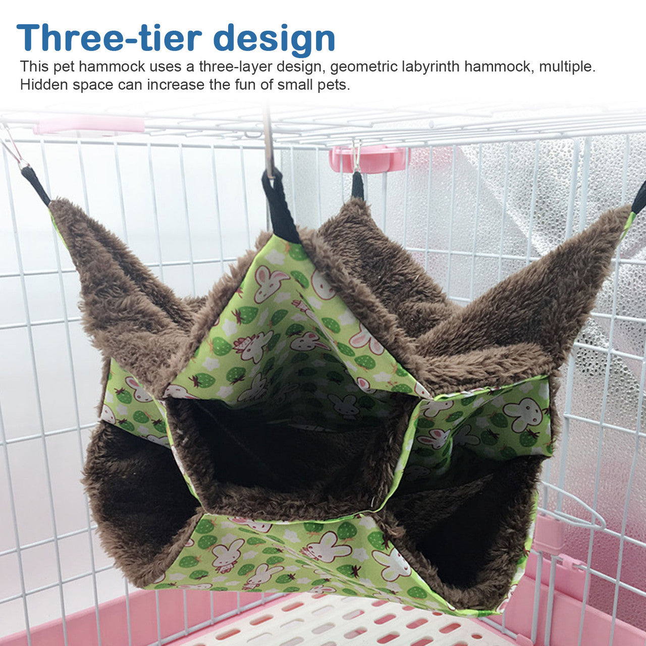 Three-laye Glider Hammock Bed House, Hanging Guinea Pig Cage Accessories Bedding, Green