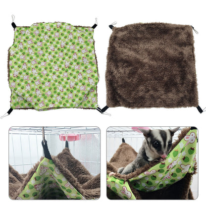 Three-laye Glider Hammock Bed House, Hanging Guinea Pig Cage Accessories Bedding, Green