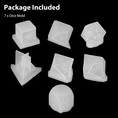 Square Triangle Dice Multi-spec Digital Game Silicone Mould Epoxy Resin Silicone Molds, Polyhedral Dice Resin Casting Molds Making, 7Pcs