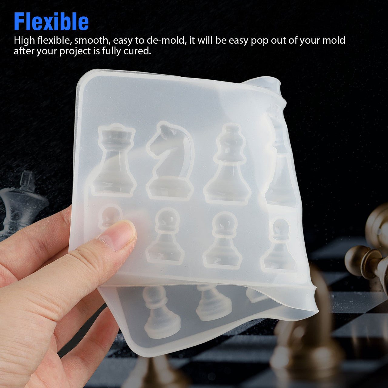 Silicone Resin Chess Molds Jewelry Making Tools, International Chess Silicone Mold Epoxy Resin Craft, Casting, DIY Handmade Crafting Tool