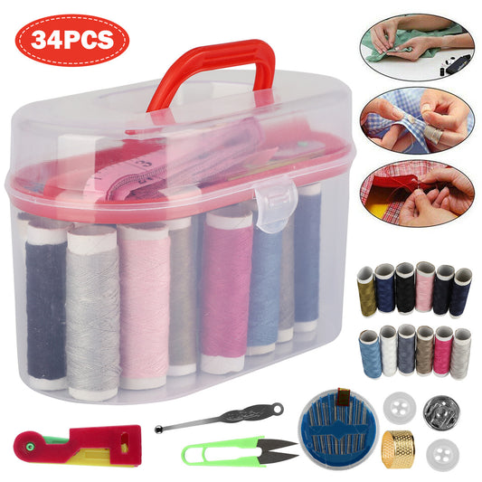 Sewing Supplies Sewing Kit, Portable Sewing Needle and Thread with Multiple Colors and Tools DIY Crafts Accessories for Adults Beginners Home Travel Emergency Repairs, 34 Pcs