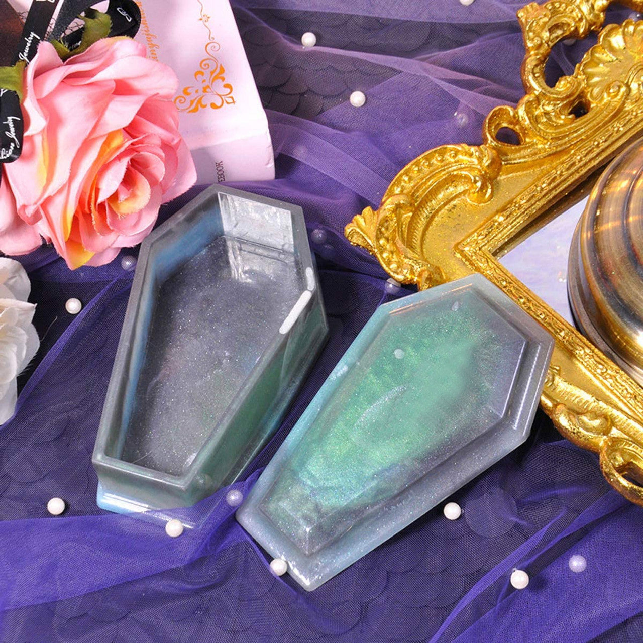 Vampire Coffin with Cover Resin Casting Silicone Mold DIY Craft Jewelry Storage
