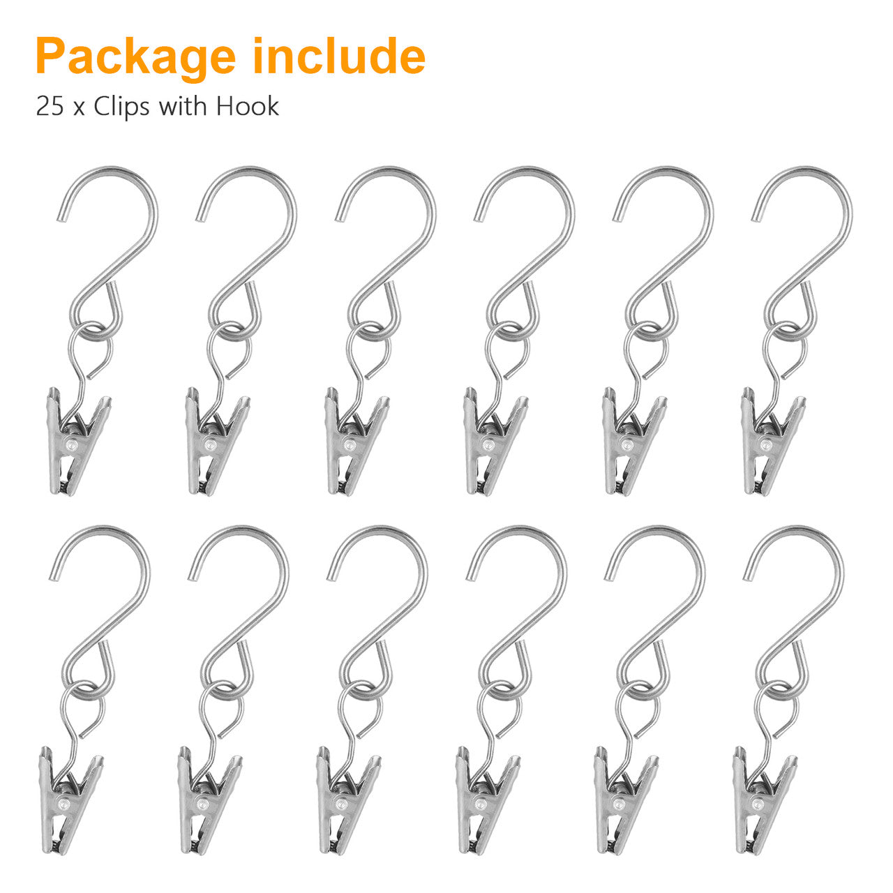 Outdoor Party Light Hanger S Hooks Clips,Stainless Steel for Photos String Party Home, 25 pack