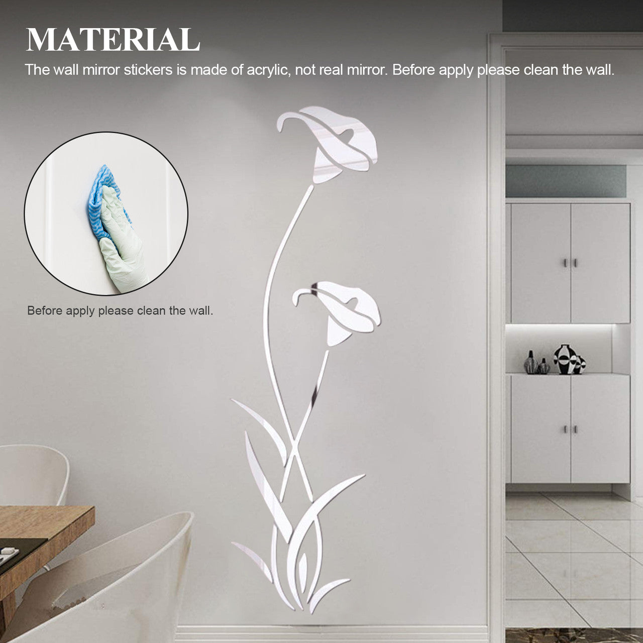 Removable Art DIY 3D Wall Stickers, Acrylic Decal Mural Home decor