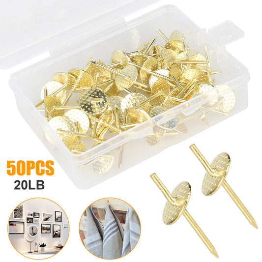 Assorted Wall Nail Hook Fastners for Hanging Picture Hangers, 50pcs