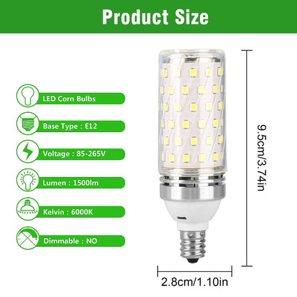 15W LED Corn Bulbs for Ceiling Fan, 6000K, White