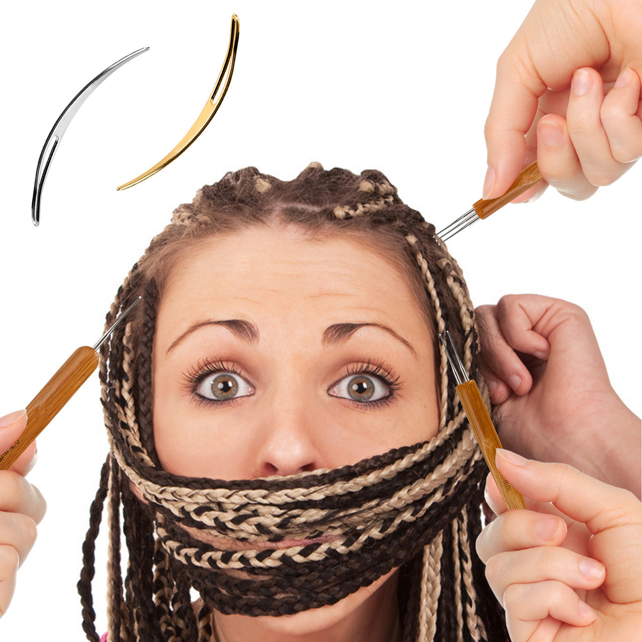 Crochet Hook Handle Bamboo Fread Tool for Hair DIY