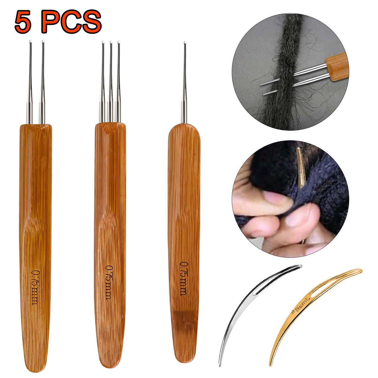 Crochet Hook Handle Bamboo Fread Tool for Hair DIY