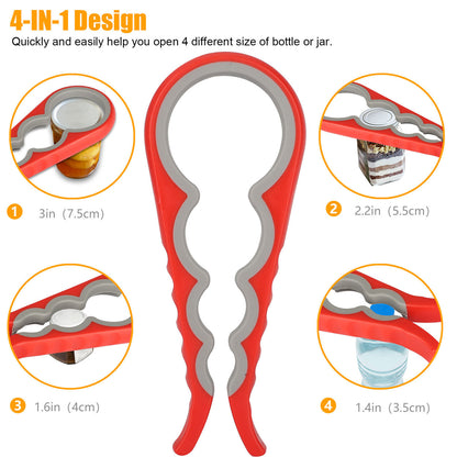 4-IN-1 Bottle Can Jar Opener Soda Beer Twist Off Lid Cap Multi Kitchen Tool